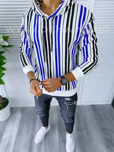 Hanorac barbati slim fit albastru cu imprimeu K351 i7-1